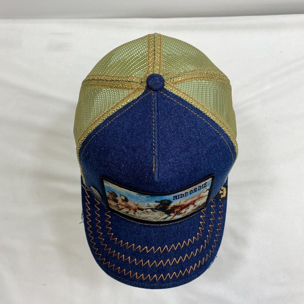 Ride Or Die Western Rodeo Hat Goorin Bros The Farm Trucker American Snapback Cap - Picture 12 of 16